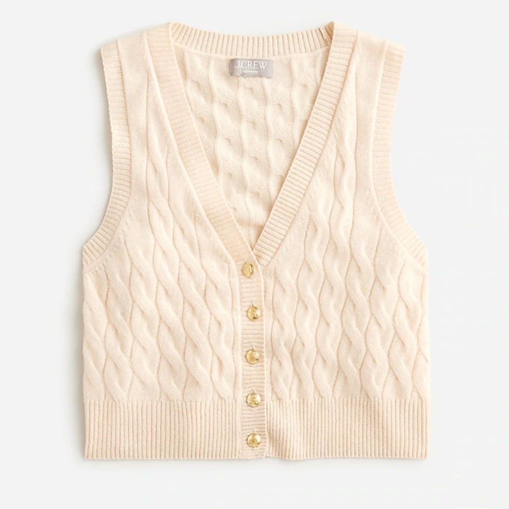 J Crew cashmere cable cropped sweater vest NWT